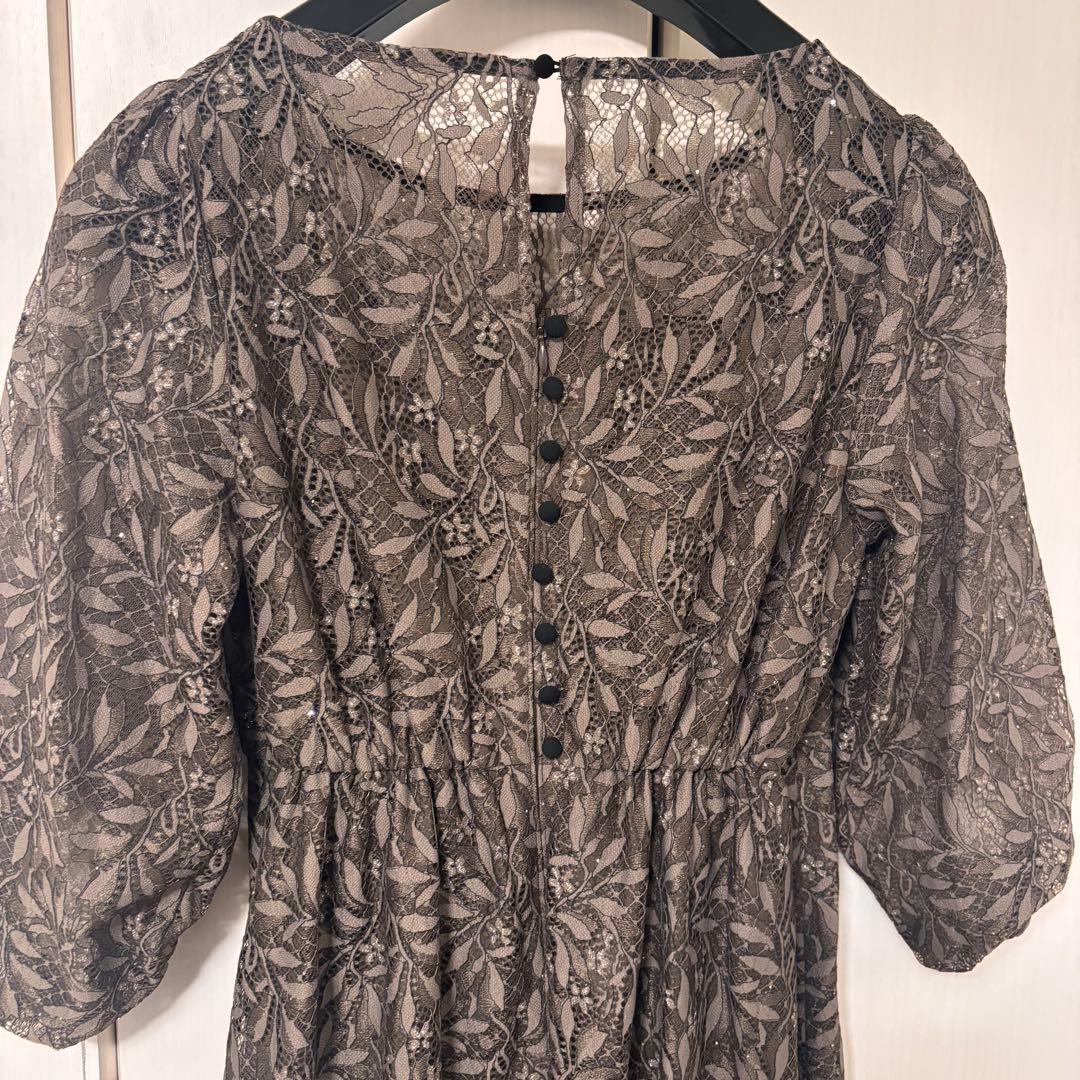 ドリードール　総レースドレス　ラメ　フレアスカート　インナーカップ　ブラウン