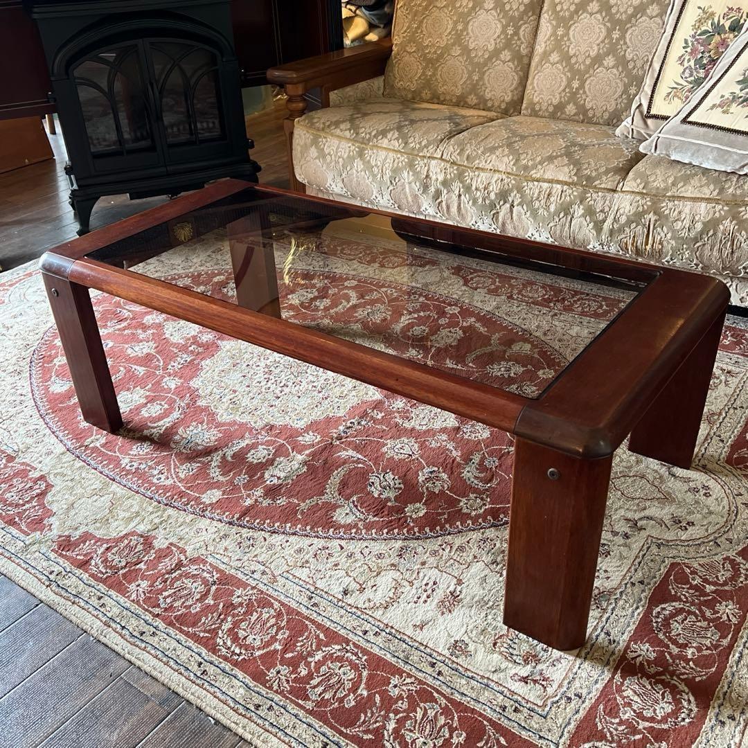 k183 マルニ木工 無垢材センターテーブル ガラストップ コーヒーテーブル