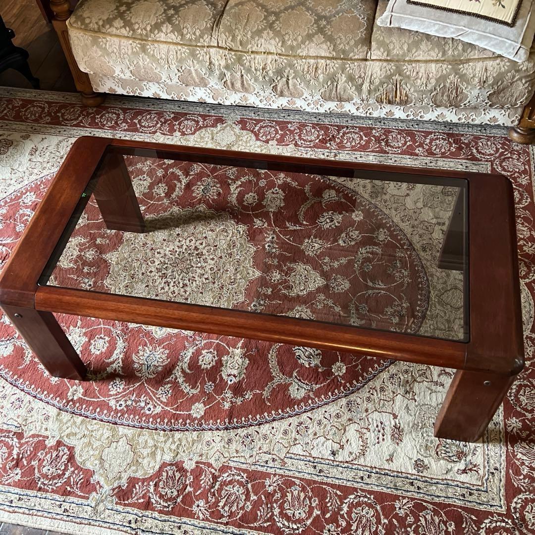 k183 マルニ木工 無垢材センターテーブル ガラストップ コーヒーテーブル