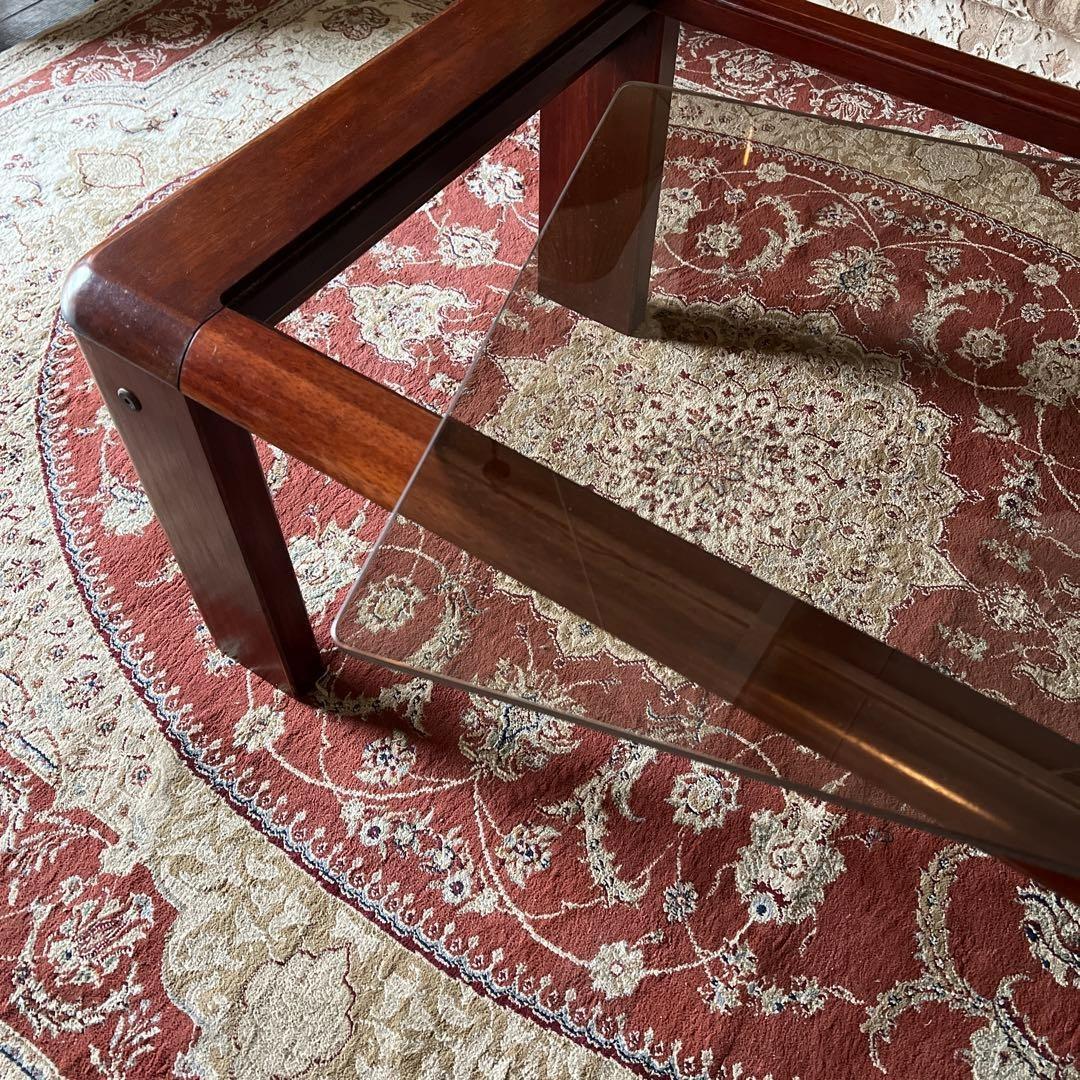 k183 マルニ木工 無垢材センターテーブル ガラストップ コーヒーテーブル