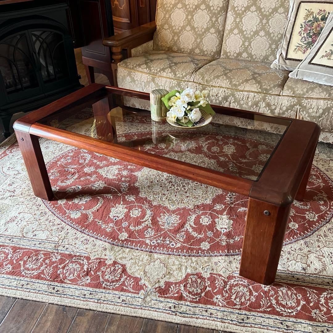 k183 マルニ木工 無垢材センターテーブル ガラストップ コーヒーテーブル