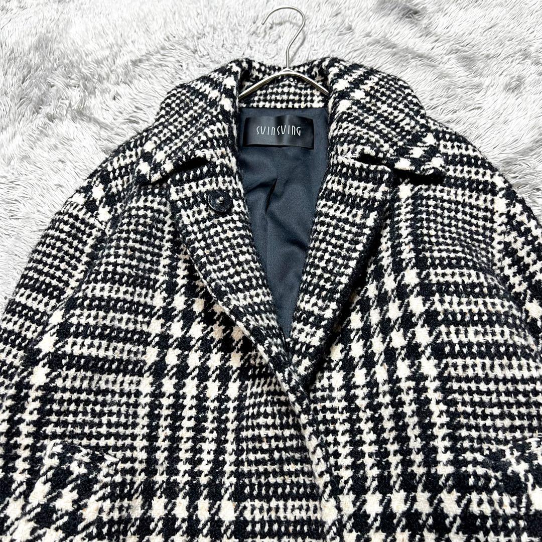 SWINSWING アルパカ混 千鳥格子 チェスターコート L相当　美品
