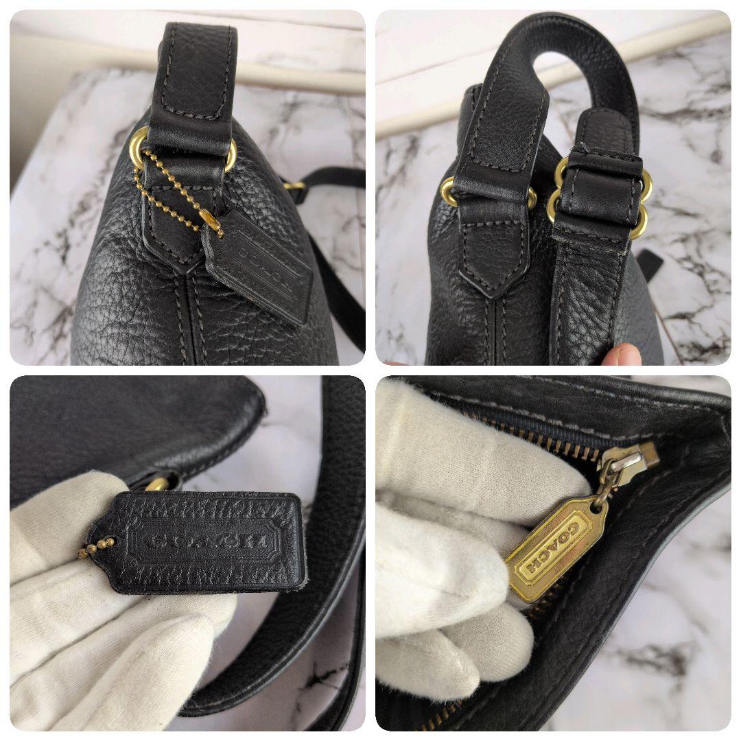 【美品】コーチ☆オールドコーチ　シボ革　チャーム　ショルダー　肩掛け　バッグ　黒