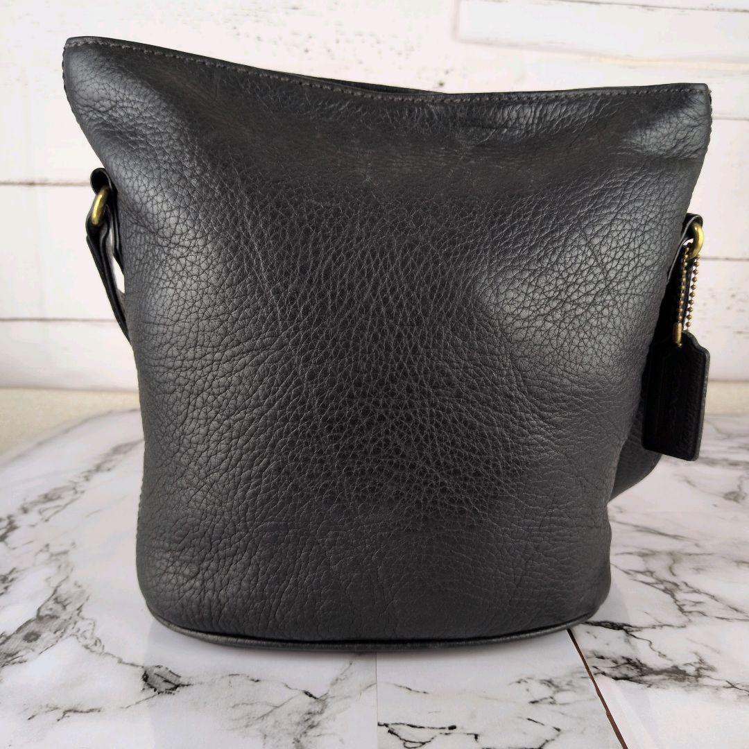 【美品】コーチ☆オールドコーチ　シボ革　チャーム　ショルダー　肩掛け　バッグ　黒