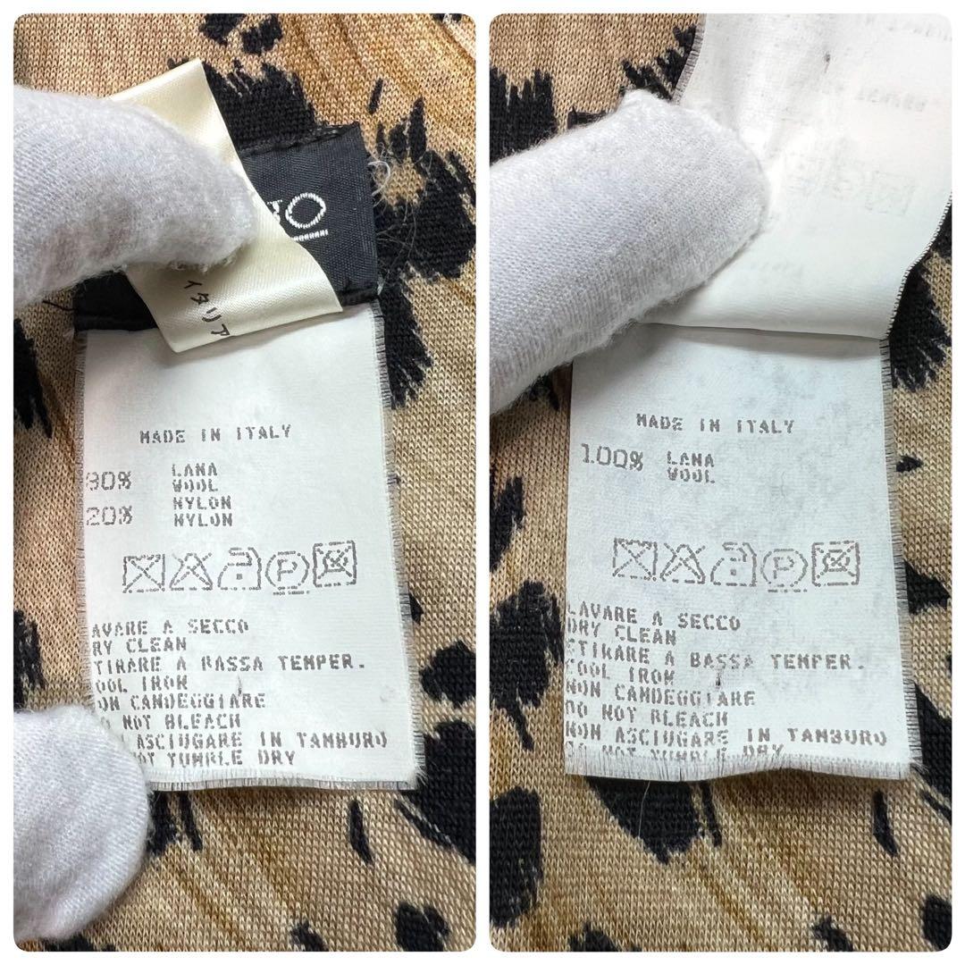 ヘルノ ウールケープコート ポンチョ 羽織り ファー レオパード 裏地総柄 黒