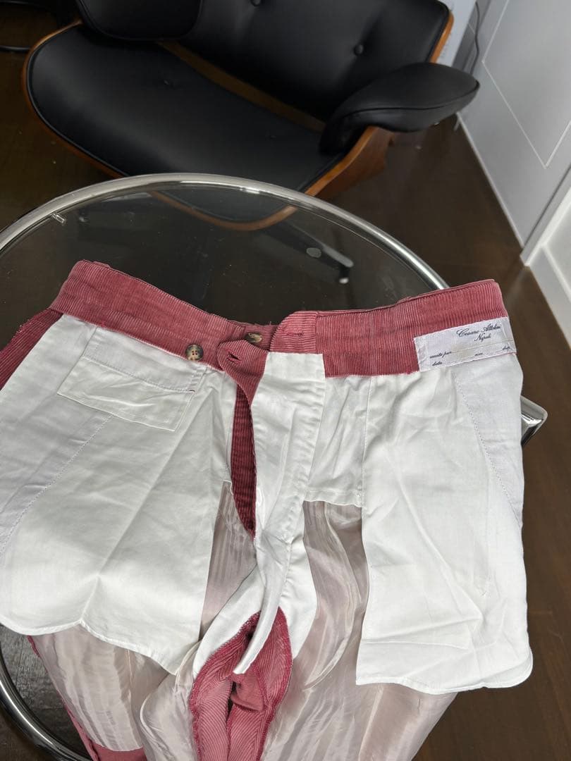 Attolini サーモンピンク　コーデュロイ スラックス