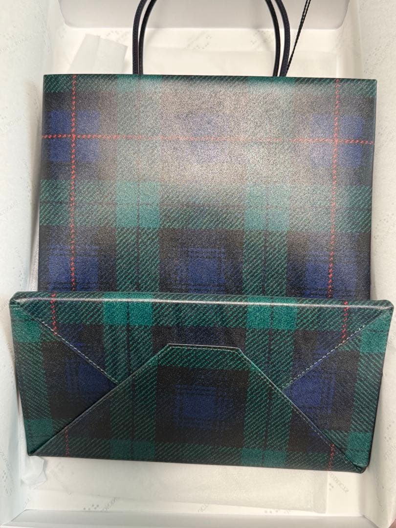 UNKNOWN PRODUCTS レザーペーパーバッグ(小) ブラックウォッチ柄