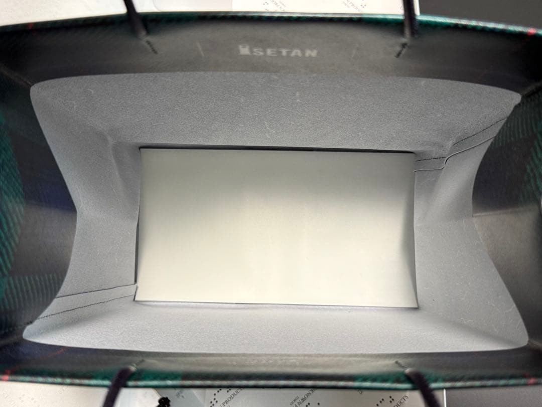 UNKNOWN PRODUCTS レザーペーパーバッグ(小) ブラックウォッチ柄