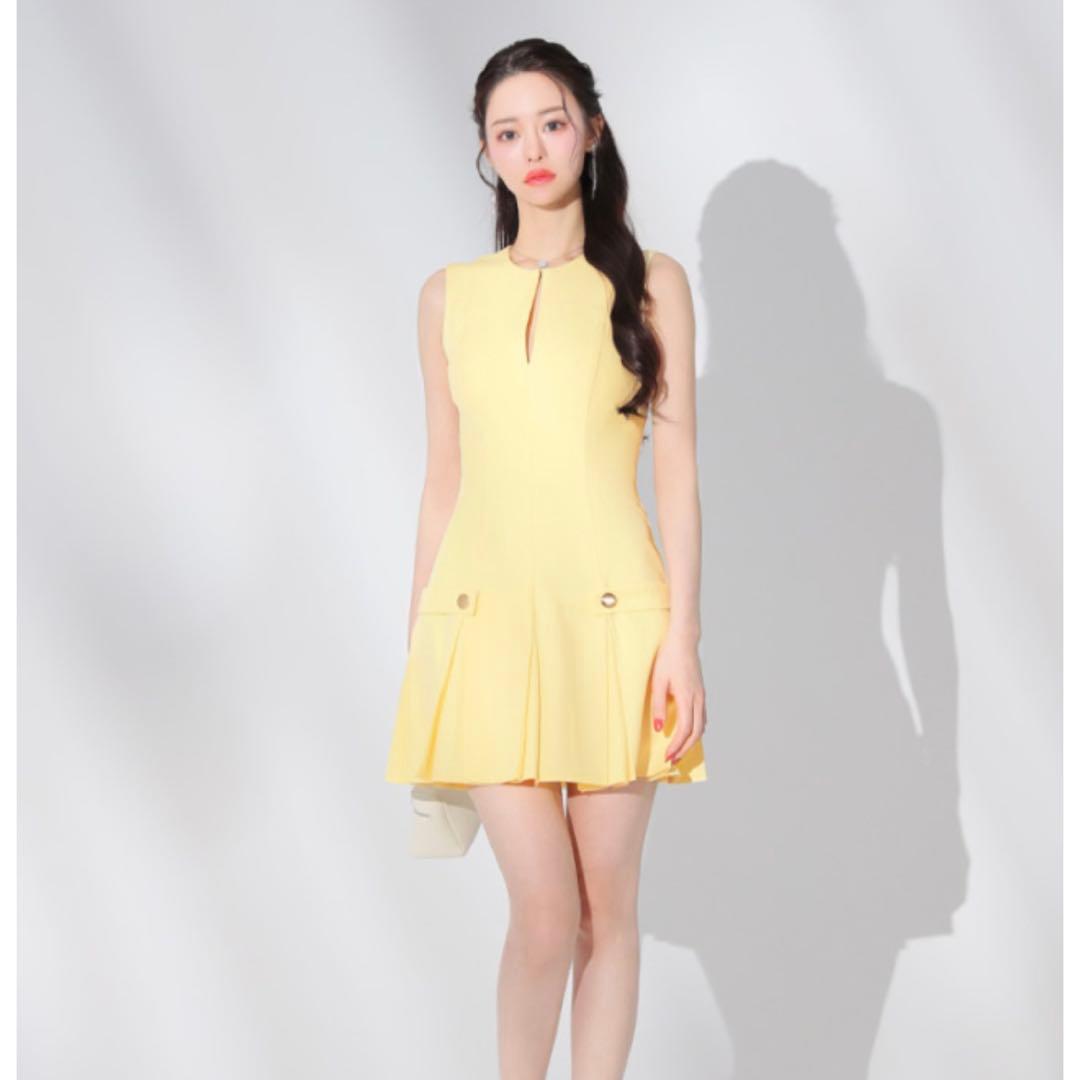 ローズドフフール　イエローノースリーブドレス