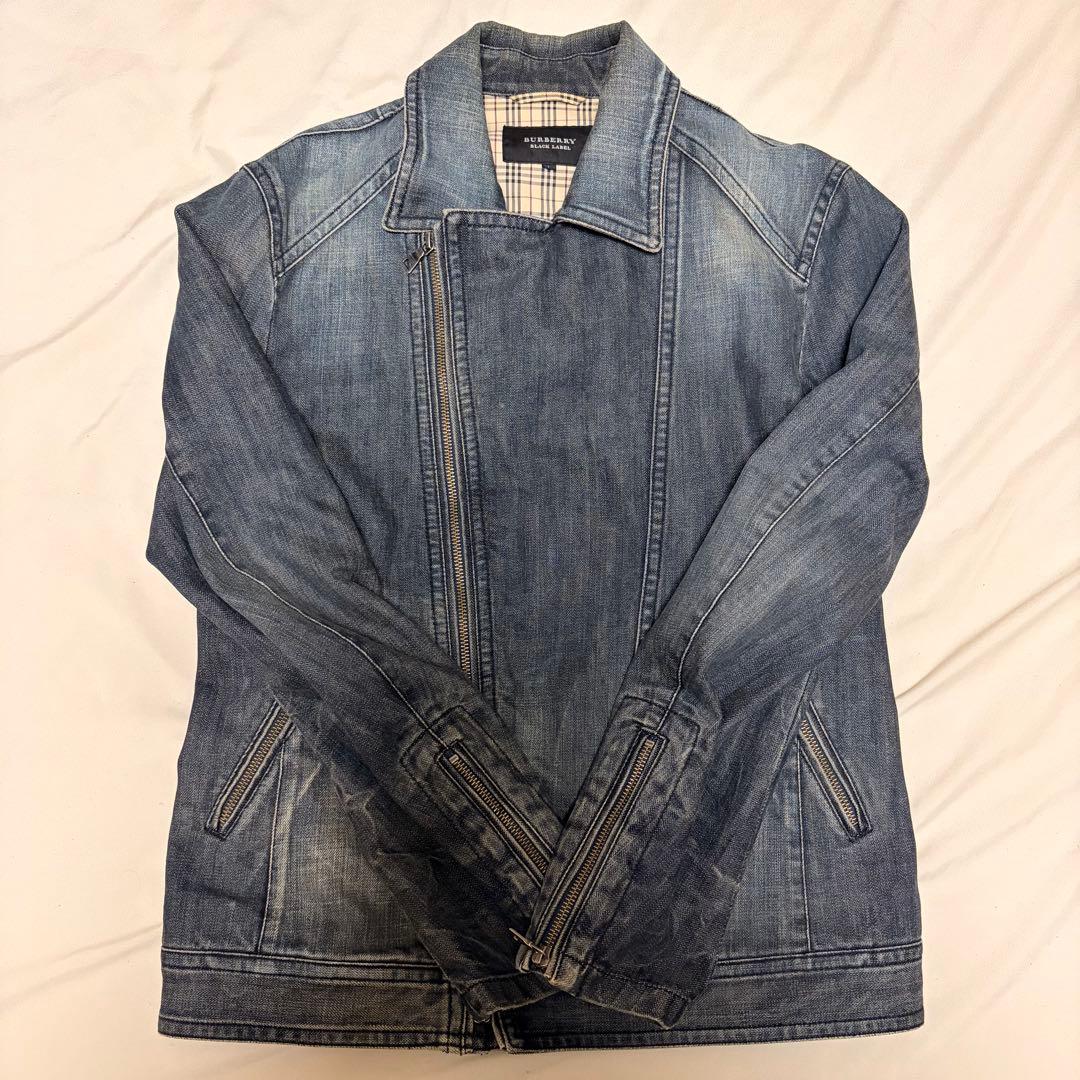 【希少】Burberry Black label デニム ライダース