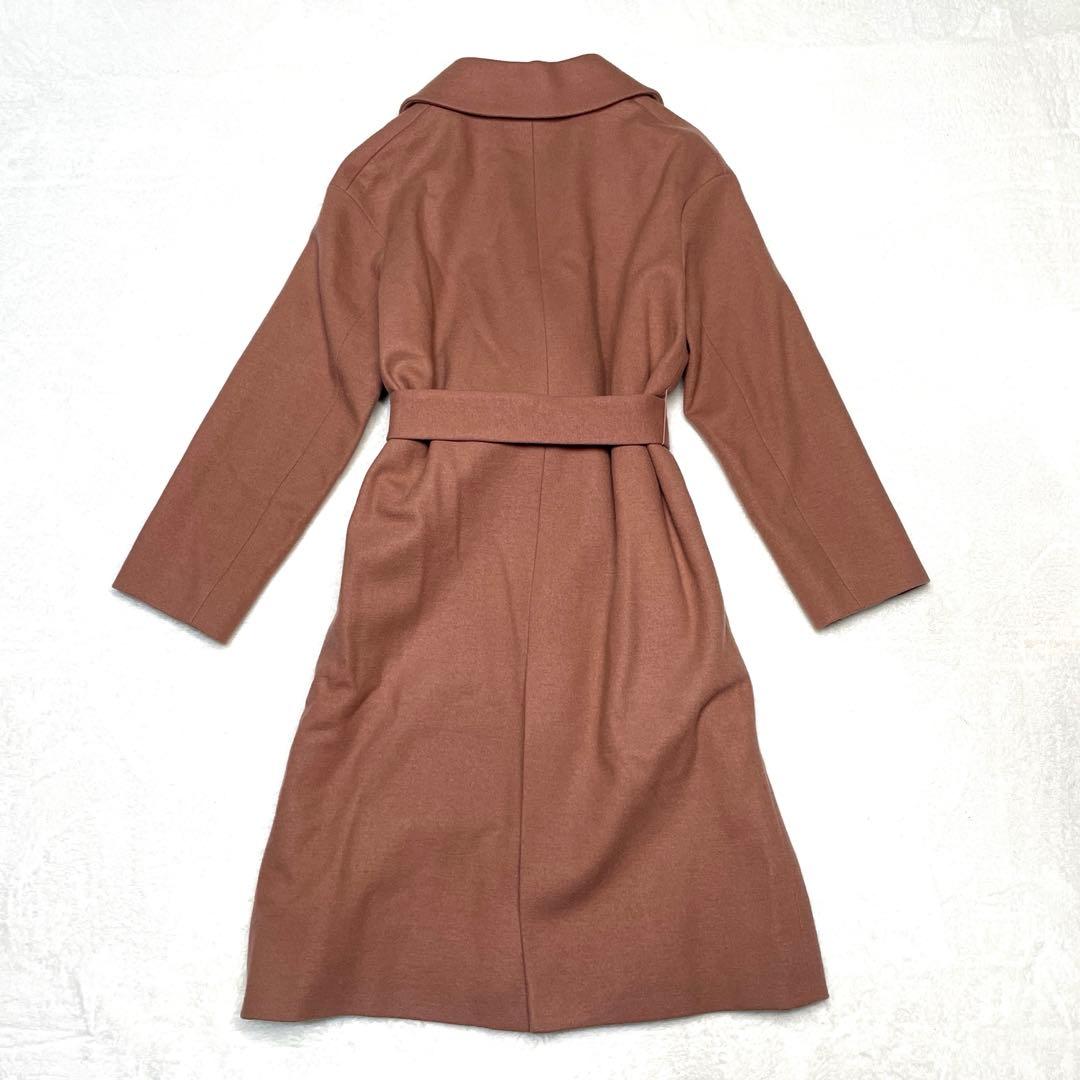 【美品】23区 オンワード ロングコート Aライン ベルト ウール くすみピンク