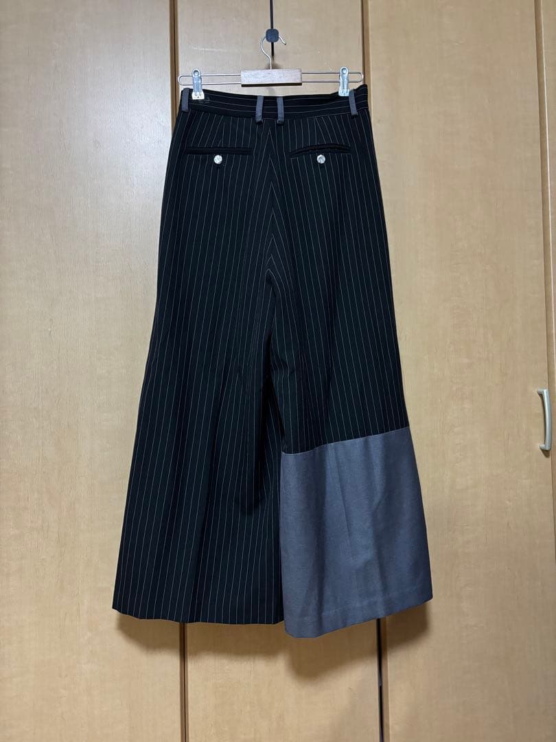 seyto ブロッキングカットアウトワイドワイドストライプパンツ 完売品