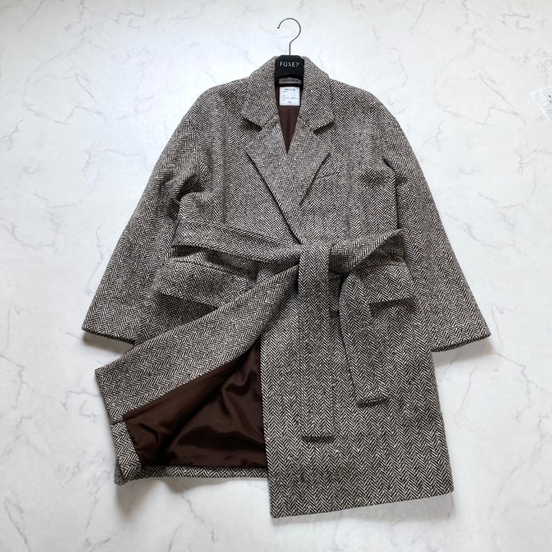 美品✨マディソンブルー ヘリンボーン ツイード生地 ガウンコート 00