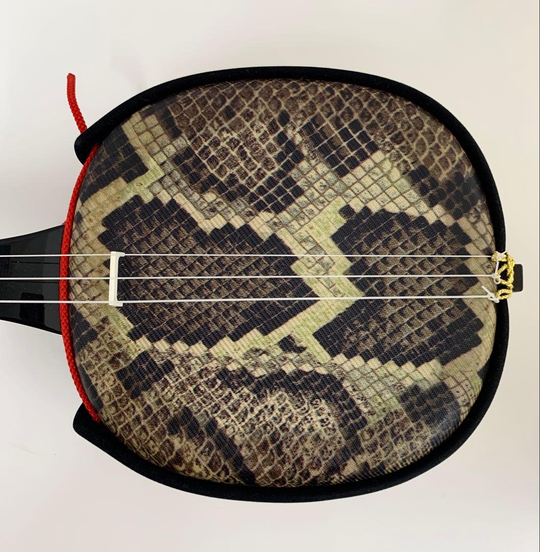 ジ*ン様 美品 沖縄三線 蛇皮 人口皮 入門 初心者用 ケース バチ付き