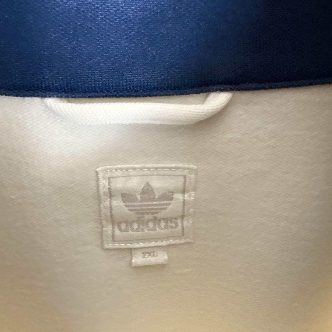 アディダス ジャージ トラックジャケット XXL ホワイト ネイビー 古着□