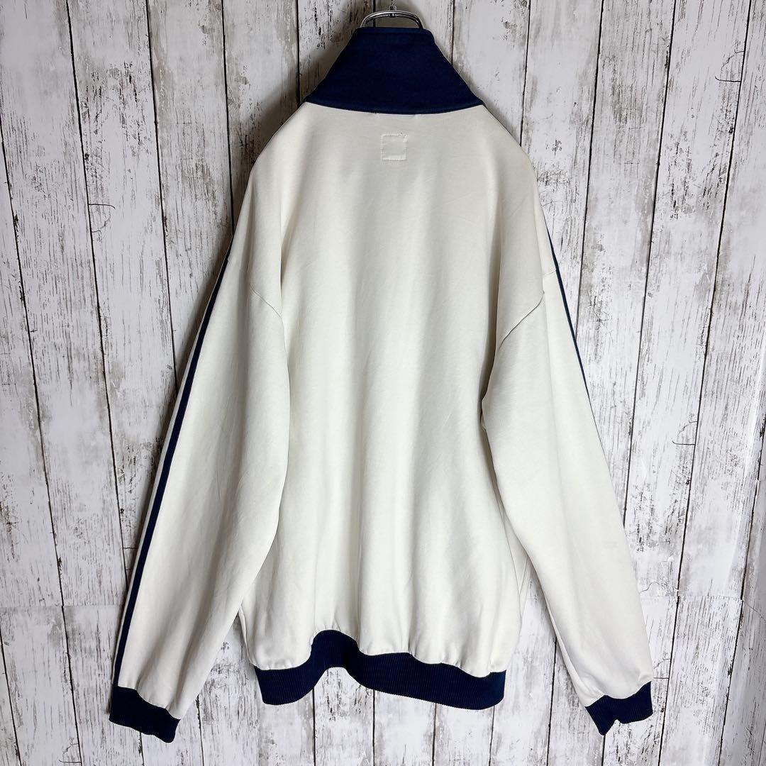 アディダス ジャージ トラックジャケット XXL ホワイト ネイビー 古着□