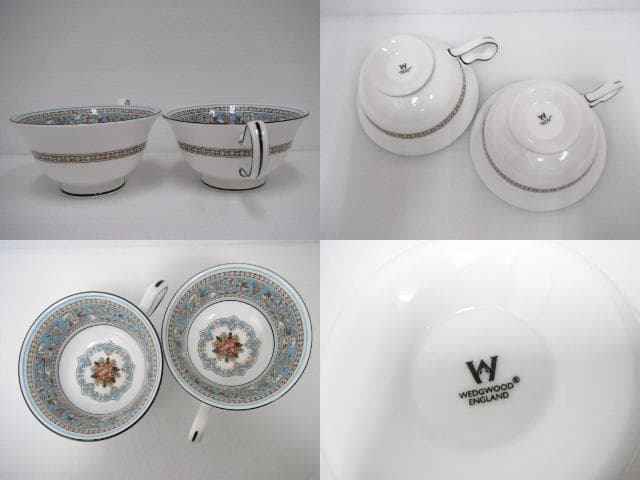 245/未使用 ウェッジウッド フロレンティーン ターコイズ トリオ ペアセット
