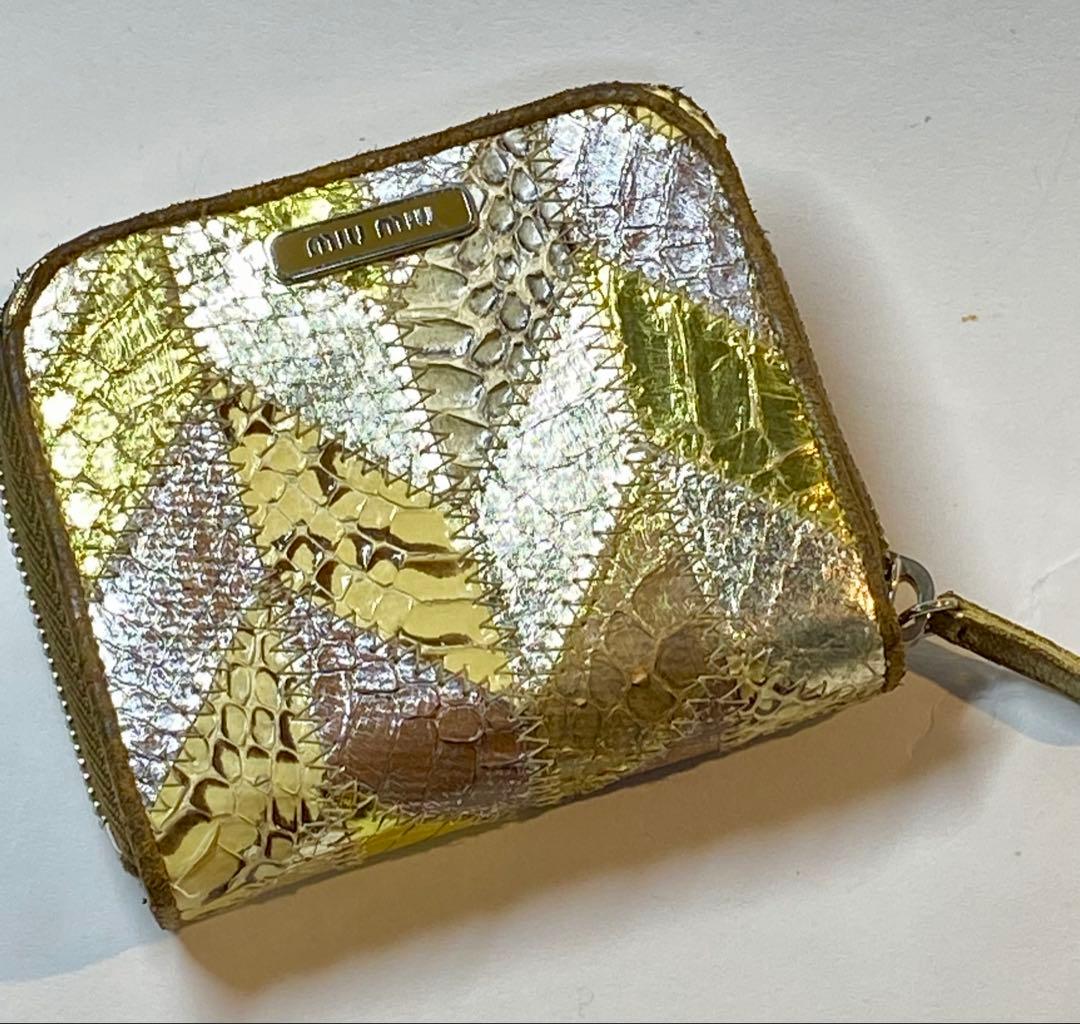 【お買得最終プライス!!】MIUMIU ゴールドパッチワーク二つ折り財布