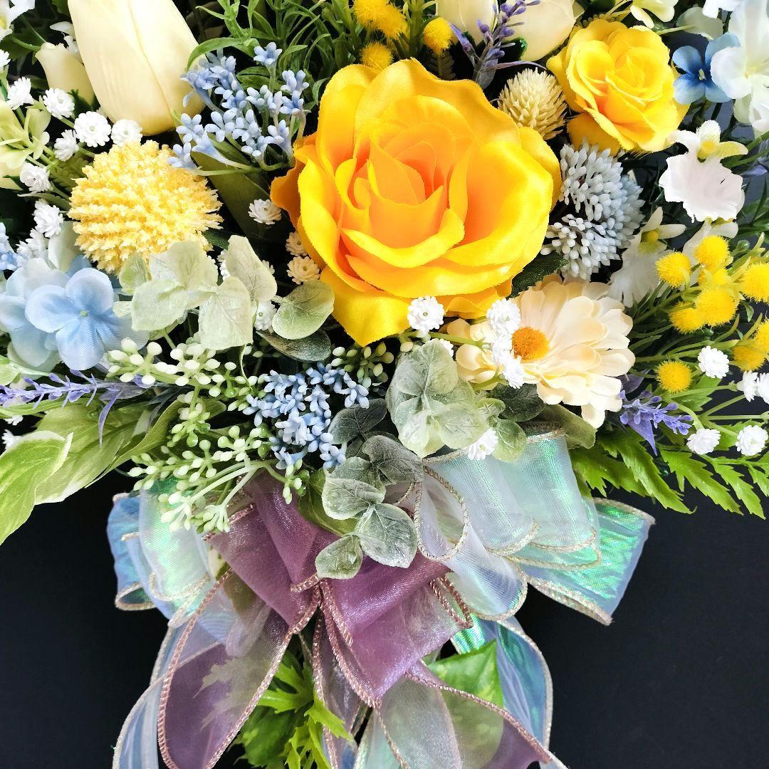 商品名【羽菜】ゆみい♥イエローローズの花束風スワッグリース　 春リース