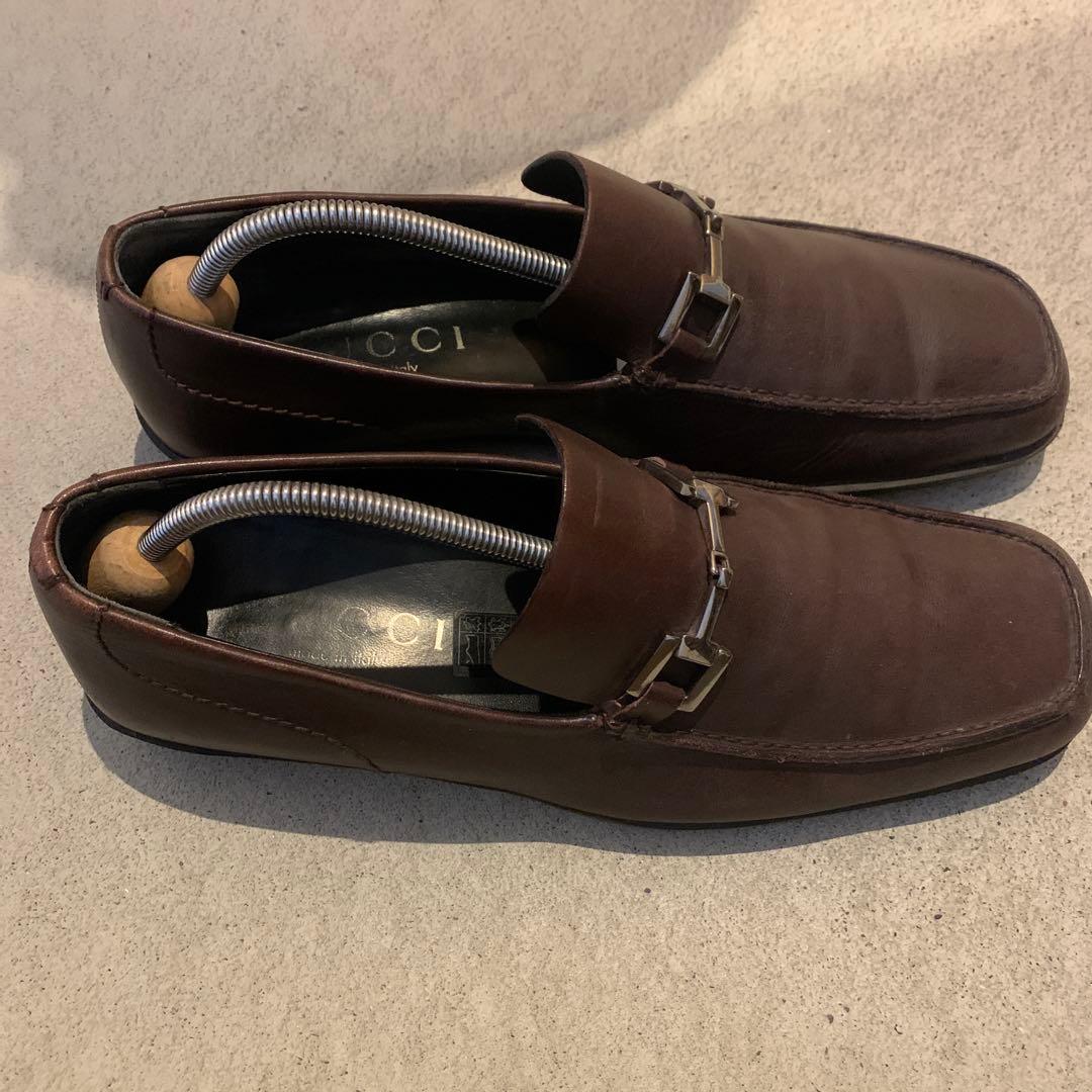 ム*る様 GUCCI ブラウンレザードレスシューズ