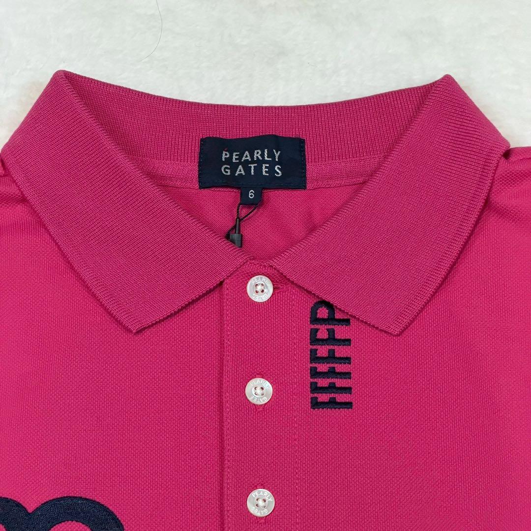 新品 size6 パーリーゲイツ ポロシャツ ロゴ ゴルフウェア 大きいサイズ