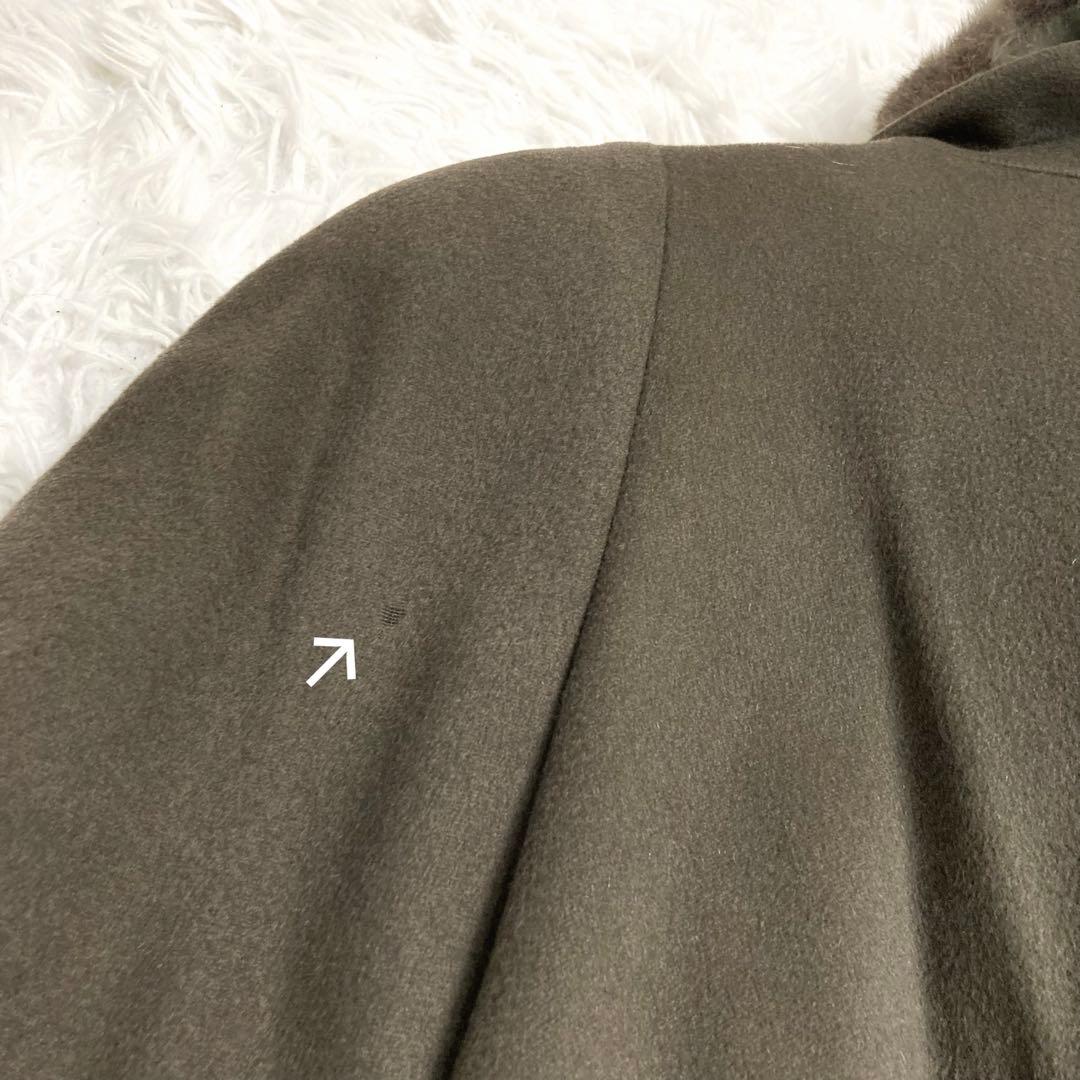 美品✨EMBA×カシミヤ PIACENZA生地 ファー付きロングコート オリーブ