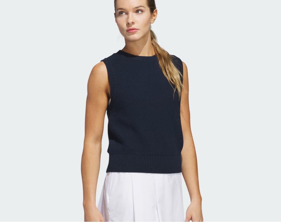 アディダス レディース ノースリーブニット ネイビー