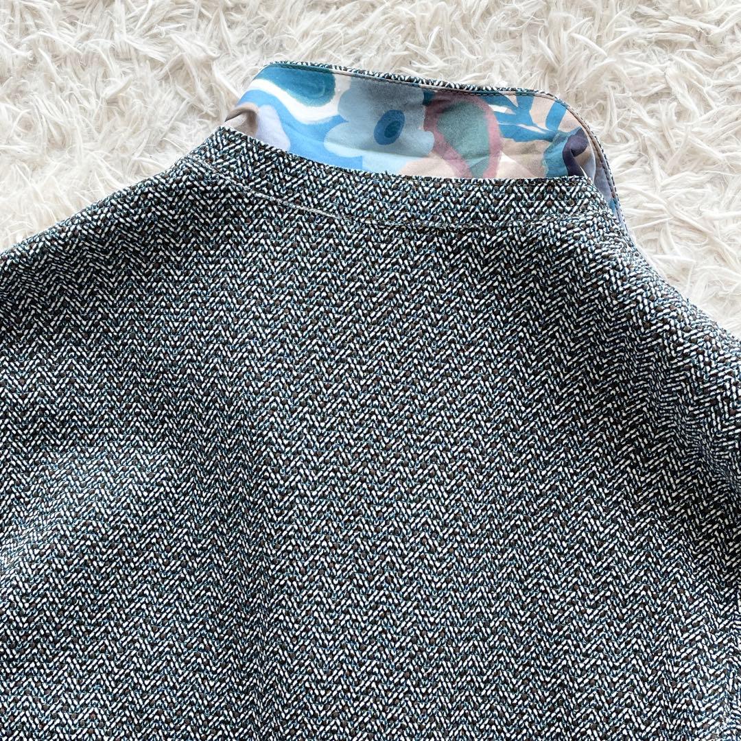 未使用品 伊製 BOB ストレッチ アンコンジャケット 幾何学柄 ブートニエール