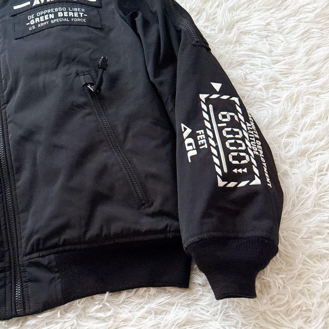 Lサイズ✨AVIREX MA-1 中綿ブルゾン スタンドカラー ジャケット 黒