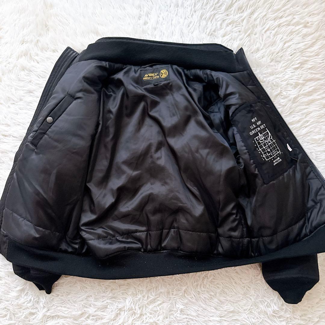 Lサイズ✨AVIREX MA-1 中綿ブルゾン スタンドカラー ジャケット 黒