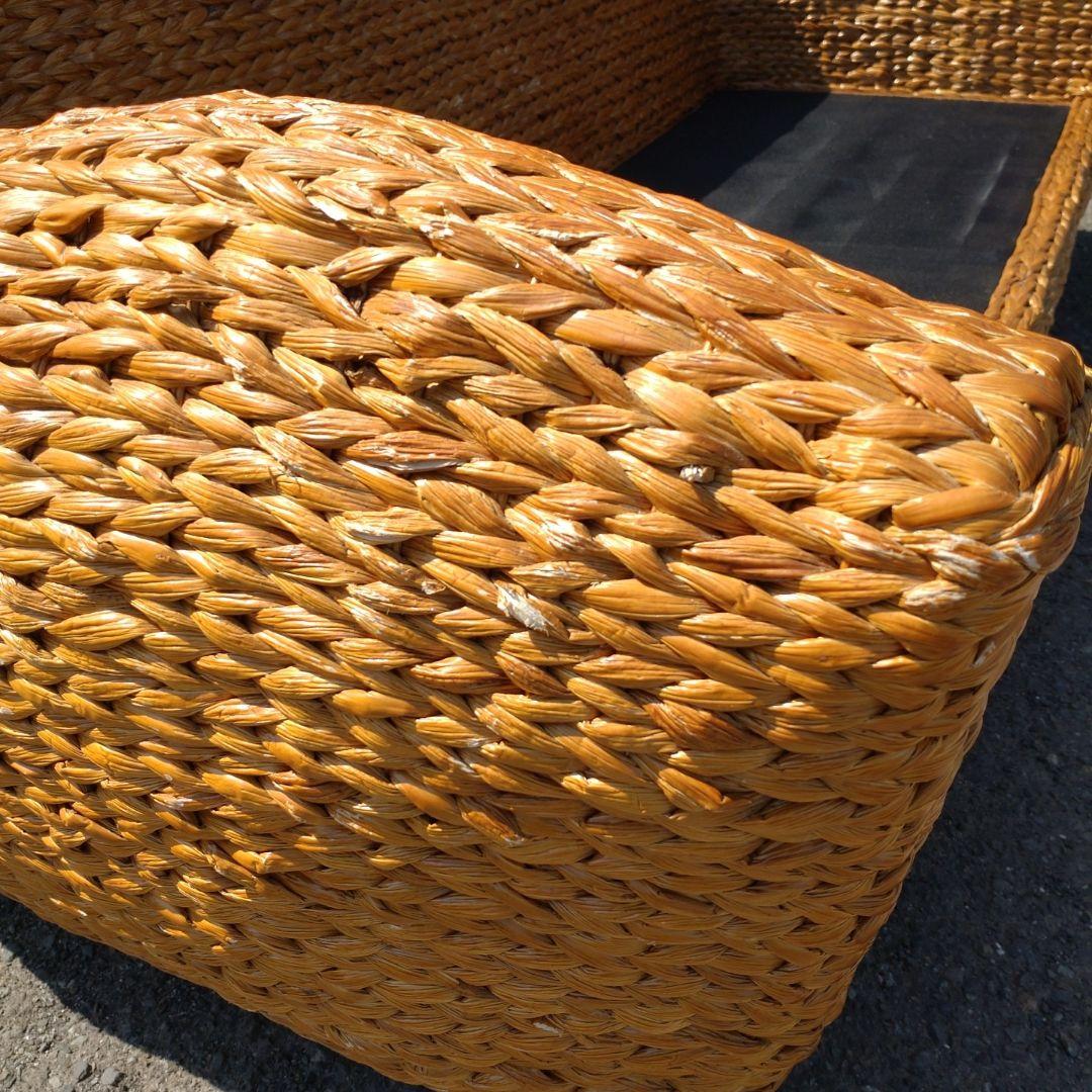 2〜3人掛けソファ ブラウンクッション　リゾート　バリ風　ウォーターヒヤシンス