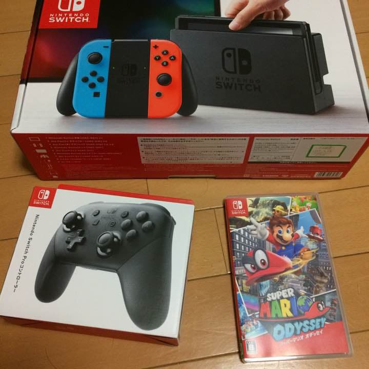 ニンテンドー switch本体、マリオオデッセイ、プロコンセット