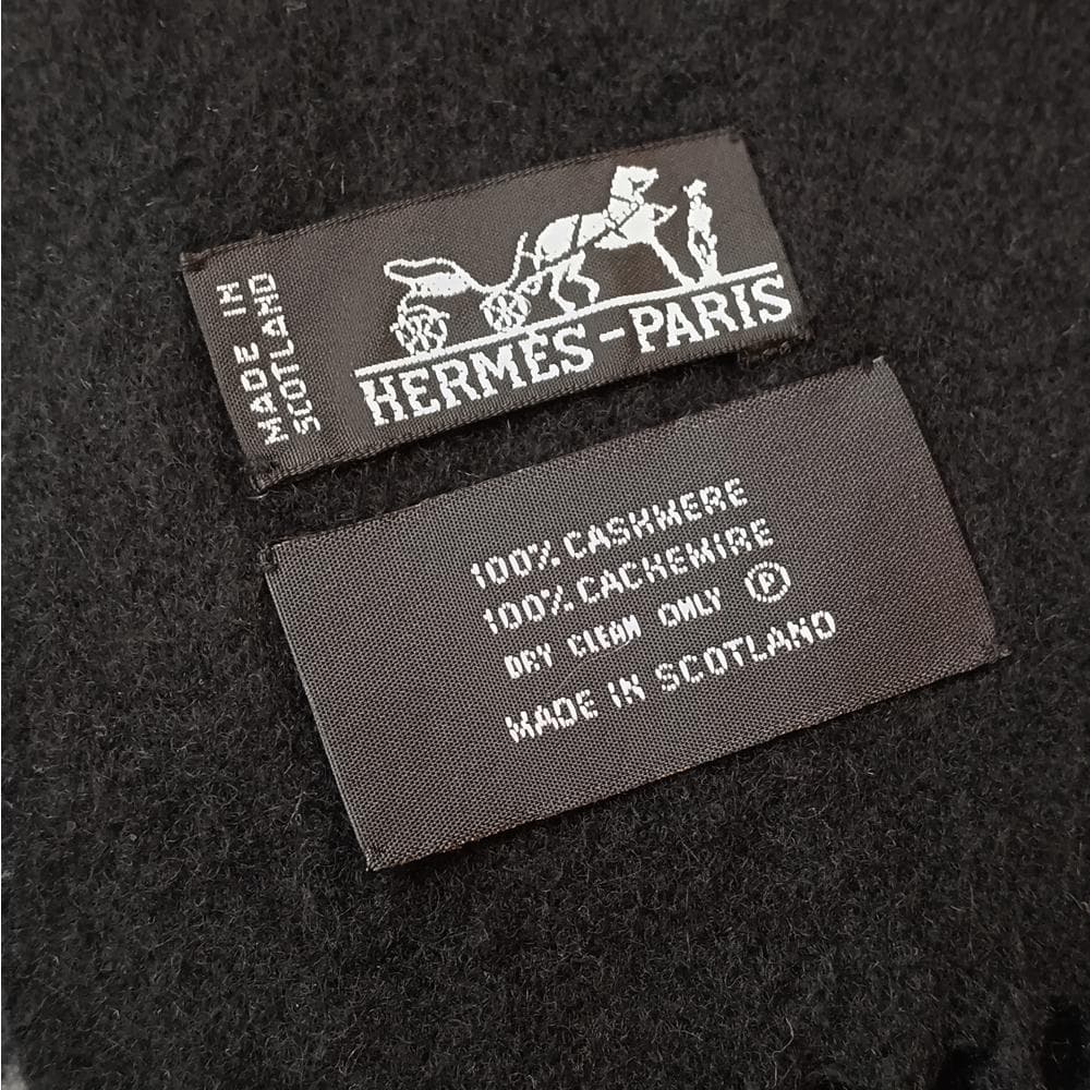 HERMES エルメス カシミヤ100% 大判マフラー ス トール マフラー 黒