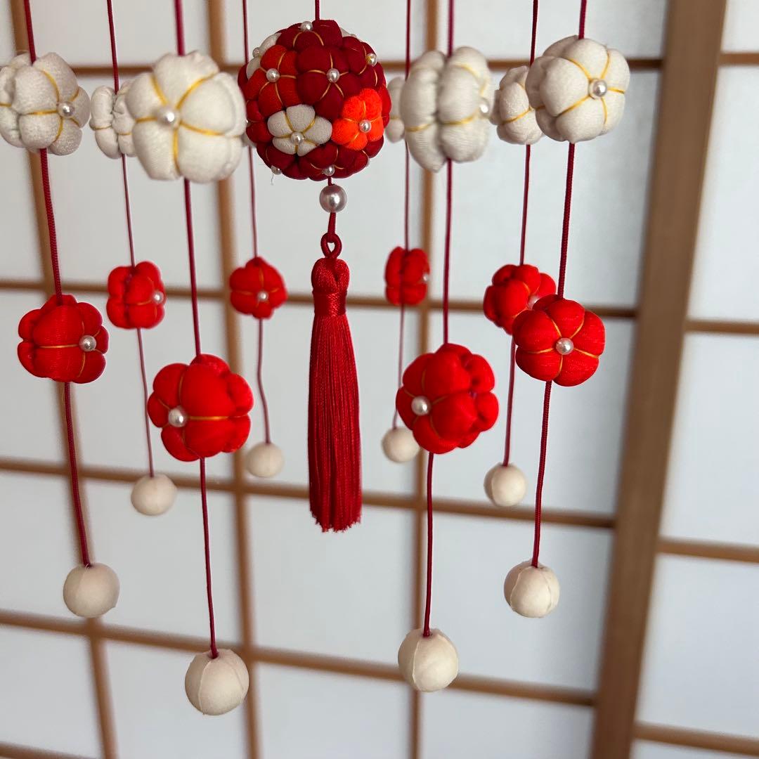 ※ご予約品※ 吊るし飾り 彩り9連 紅白・赤 2個