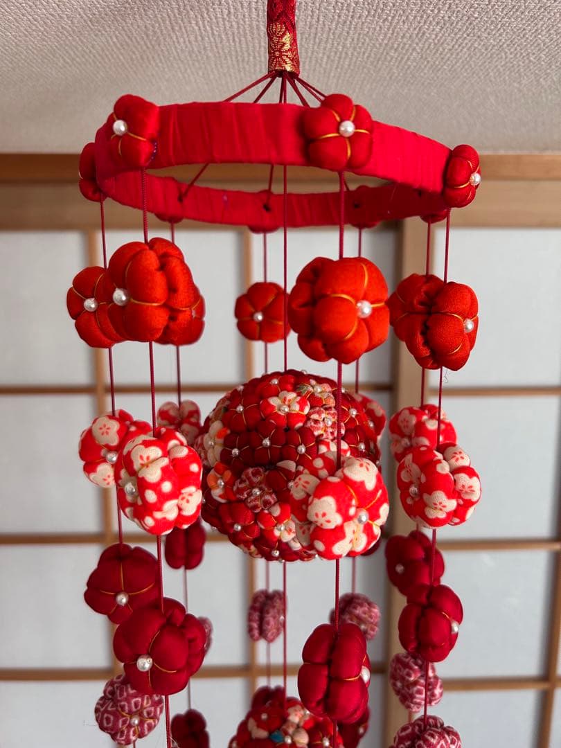 ※ご予約品※ 吊るし飾り 彩り9連 紅白・赤 2個