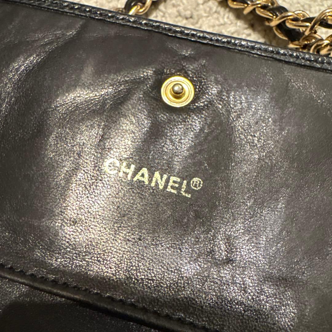 【CHANEL】シャネル　キャビアスキン　三つ折り財布　チェーンウォレット