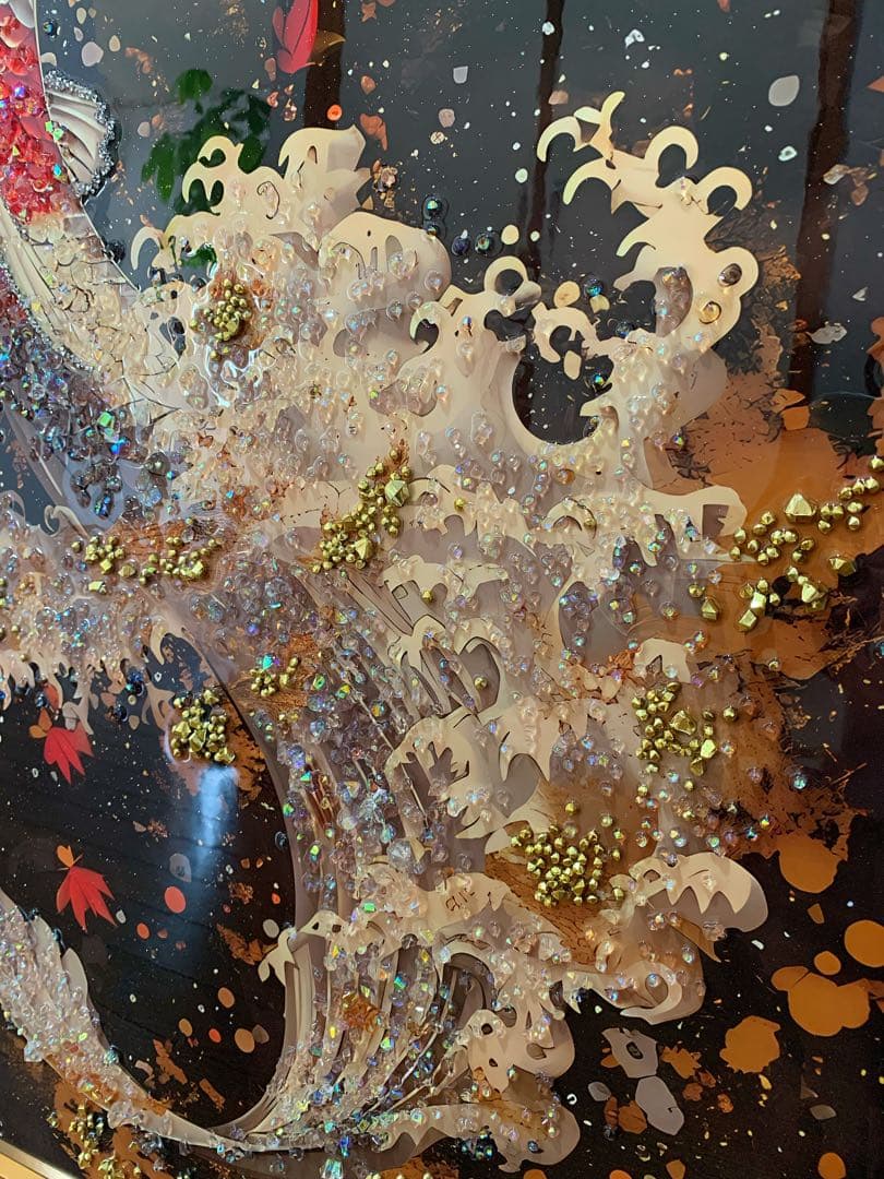 専用品　昇り鯉 クリスタル 水晶 アートパネル 絵画 インテリア 和柄