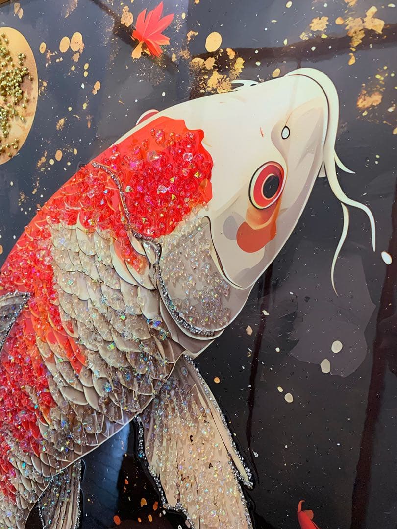 専用品　昇り鯉 クリスタル 水晶 アートパネル 絵画 インテリア 和柄