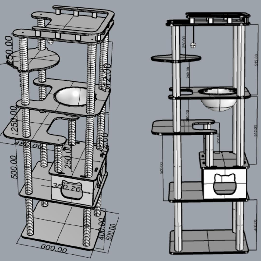 アウトレット1 キャットタワー 木製 宇宙船　展望台　多頭飼い 大型 178cm