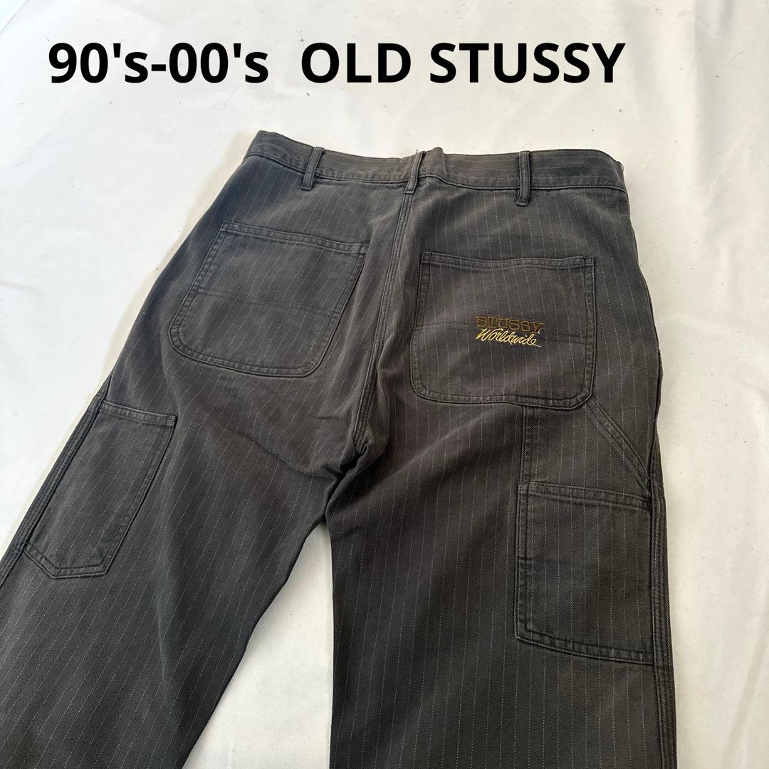 90's-00's OLD STUSSY ストライプペインターワークパンツ