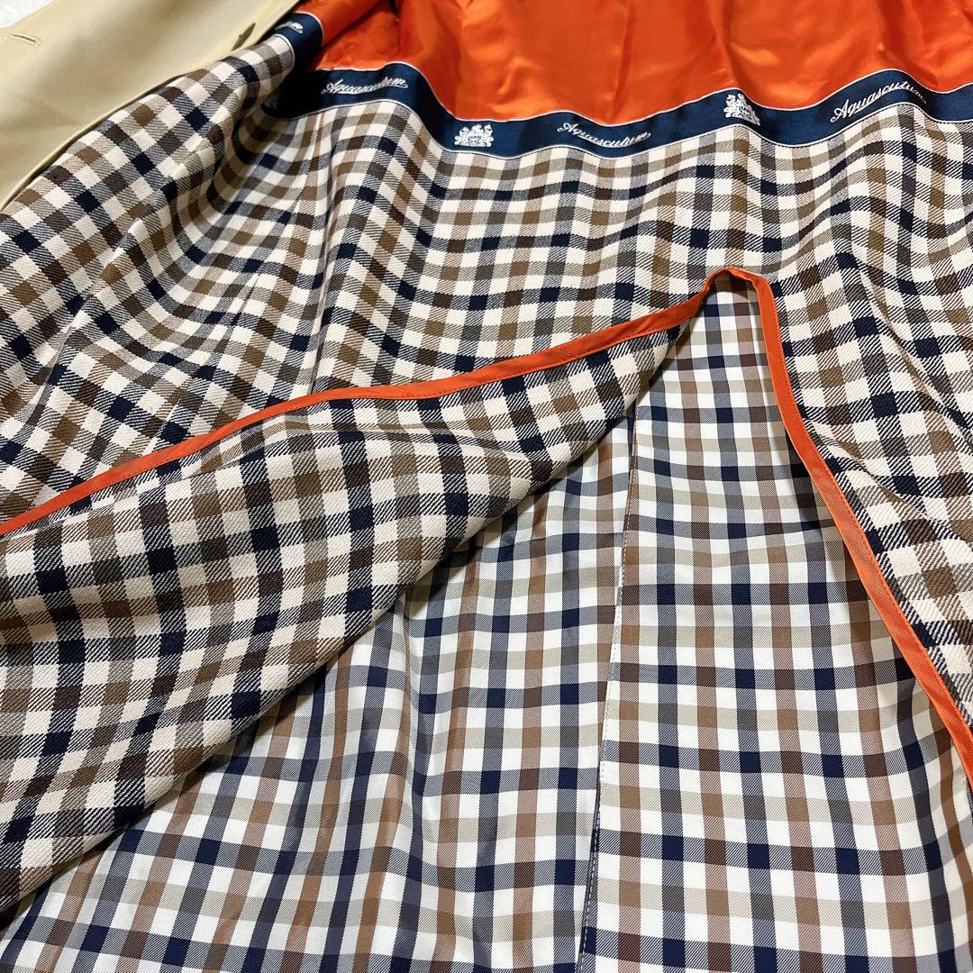 【美品】アクアスキュータム トレンチコート クラブチェック ライナー付 M〜L