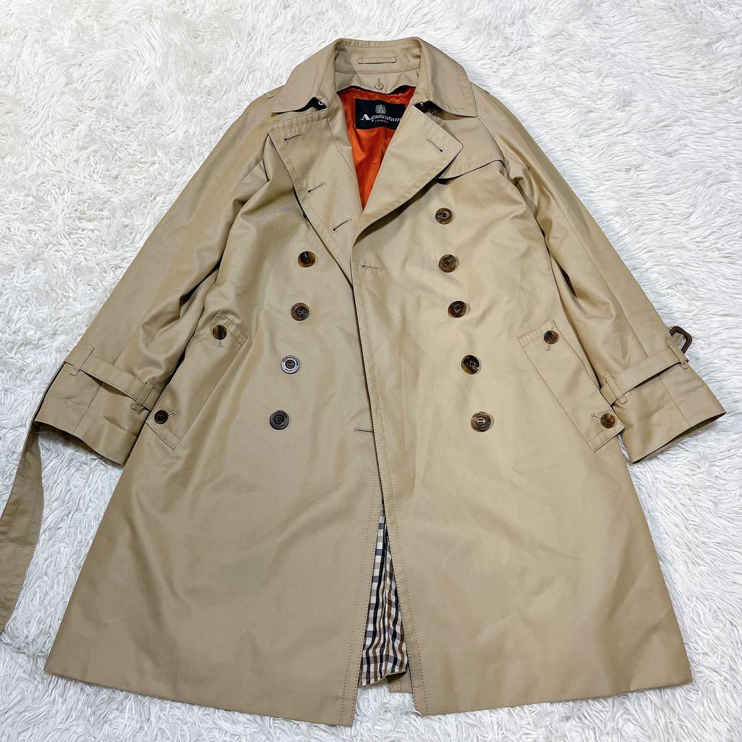 【美品】アクアスキュータム トレンチコート クラブチェック ライナー付 M〜L