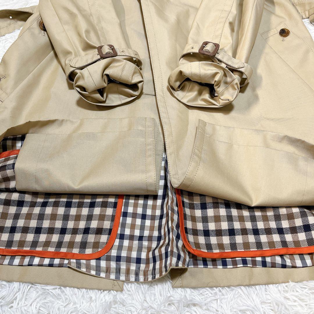 【美品】アクアスキュータム トレンチコート クラブチェック ライナー付 M〜L