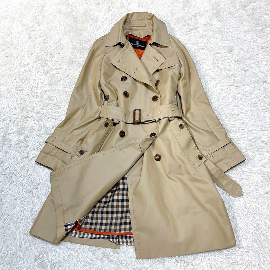 【美品】アクアスキュータム トレンチコート クラブチェック ライナー付 M〜L