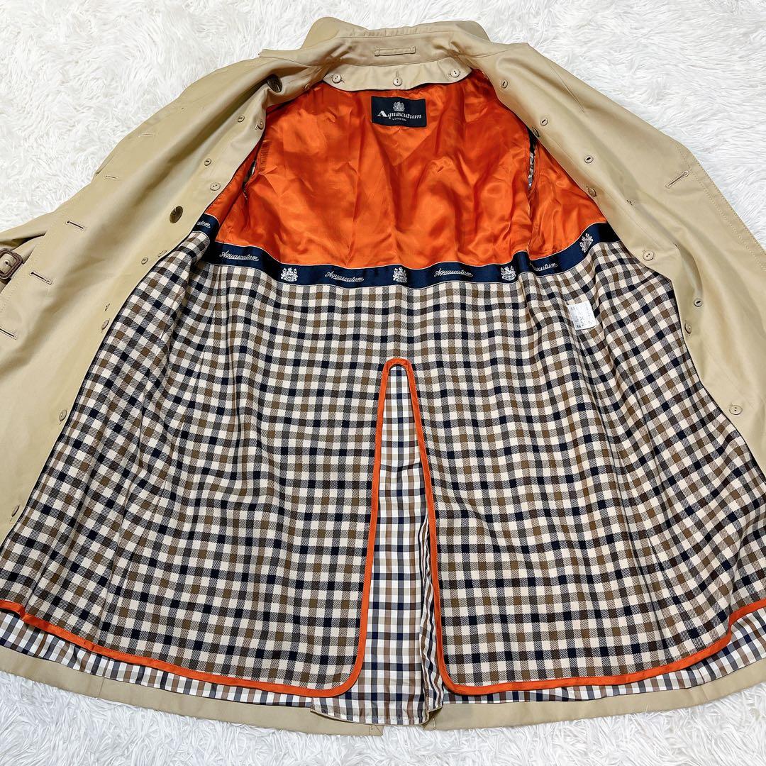 【美品】アクアスキュータム トレンチコート クラブチェック ライナー付 M〜L