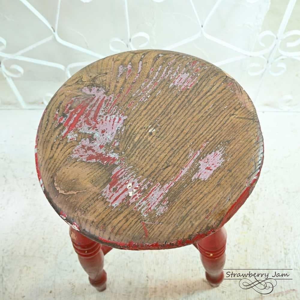 L3705-11 英国アンティーク スツール ヴィクトリア 赤 キッチンスツール