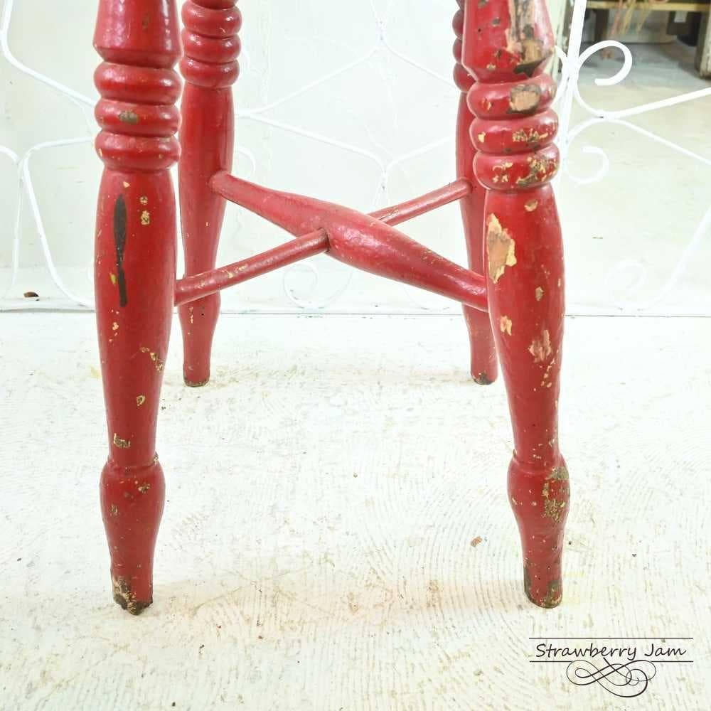 L3705-11 英国アンティーク スツール ヴィクトリア 赤 キッチンスツール