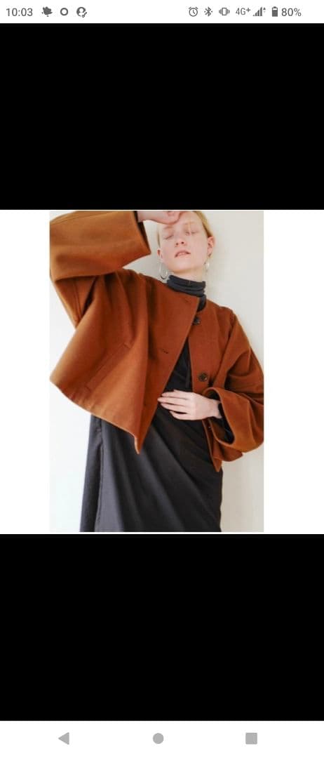 【美品】 クラネ ノーカラーブルゾン ショート丈コート