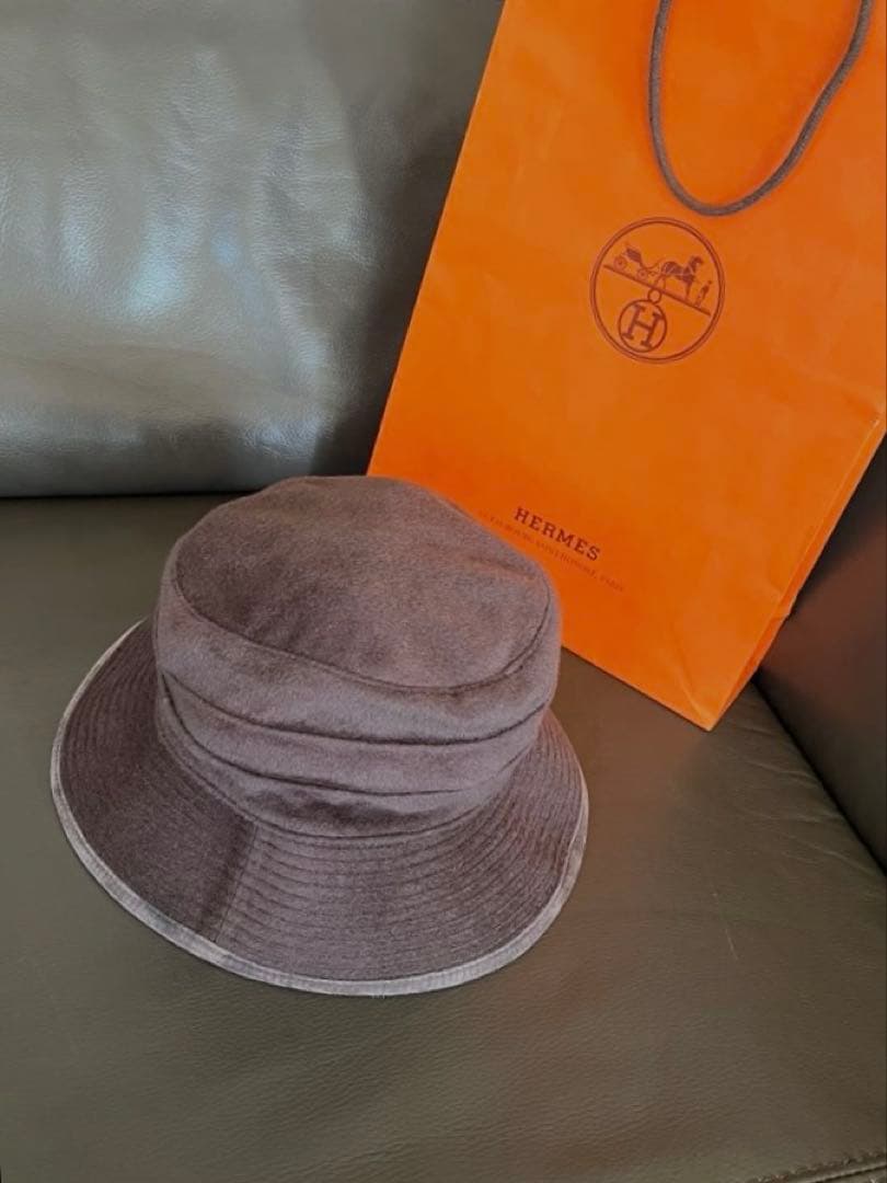 HERMES　エルメスバケットハット　カシミヤ 100 　ブラウン