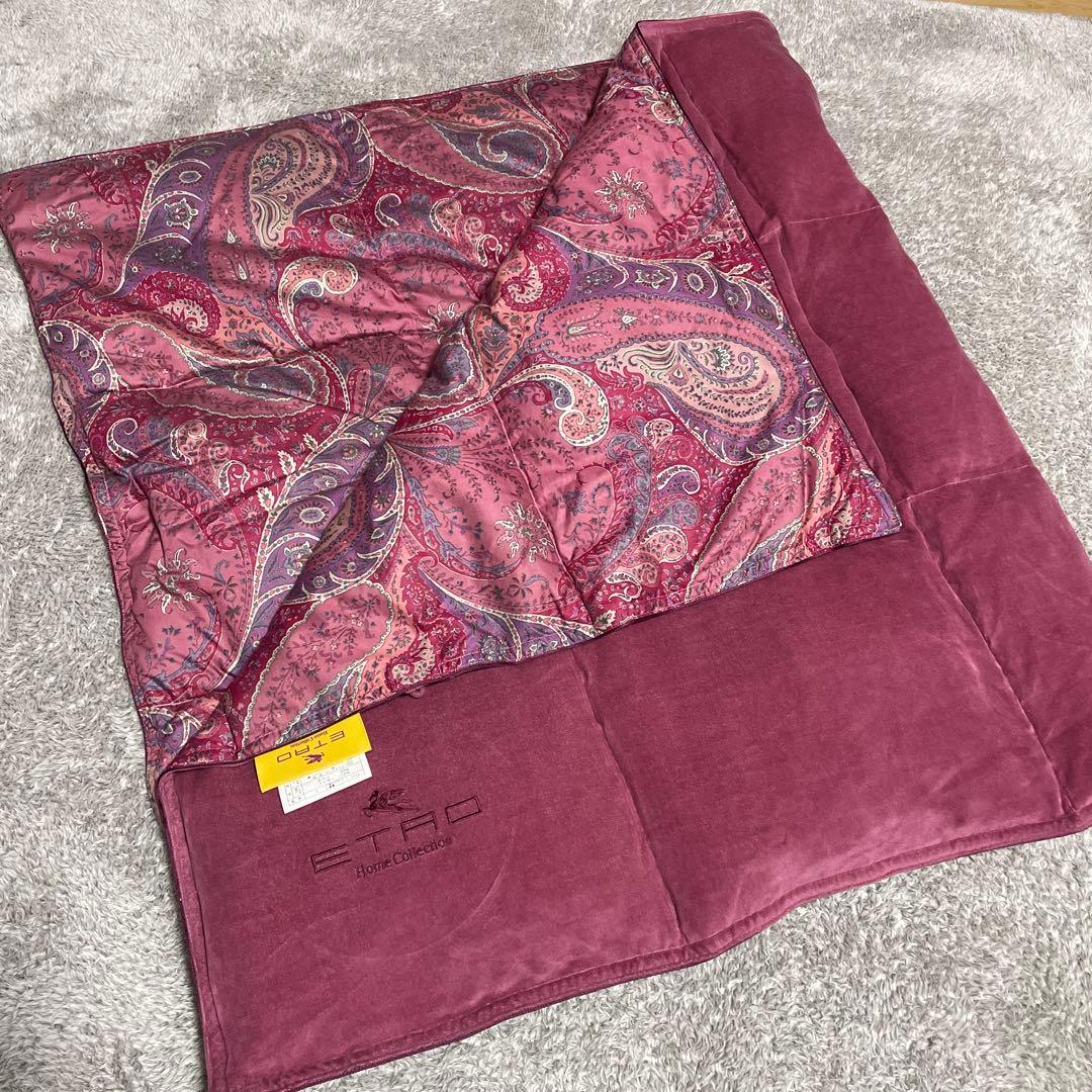 新品　エトロ　ETRO 羽毛ひざ掛け　ハーフダウンケット　ペイズリー
